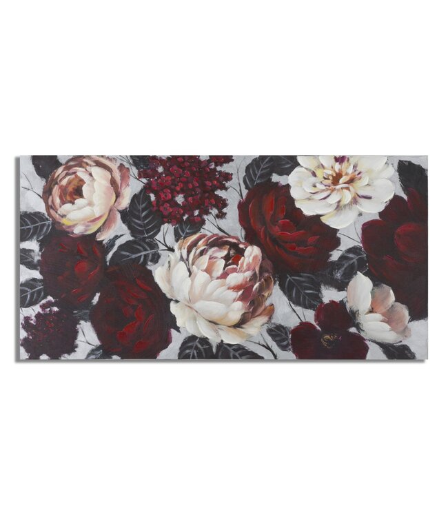 Mauro Ferretti HANDGEMAAKTE MUURSCHILDERING WIT/RODE BLOEM LIGHTBACK<br />
150X3,8X76