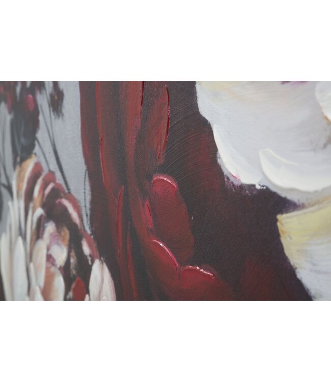 Mauro Ferretti HANDGEMAAKTE MUURSCHILDERING WIT/RODE BLOEM LIGHTBACK<br />
150X3,8X76