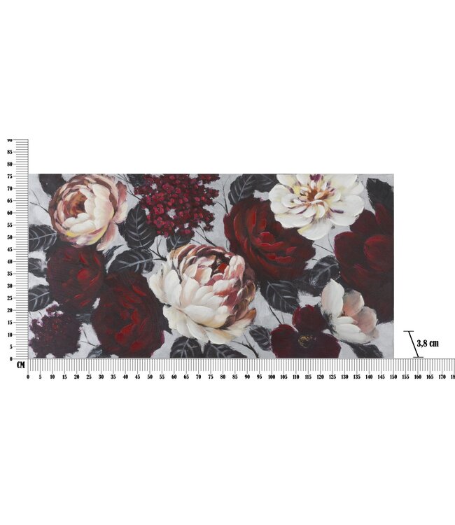 Mauro Ferretti HANDGEMAAKTE MUURSCHILDERING WIT/RODE BLOEM LIGHTBACK<br />
150X3,8X76