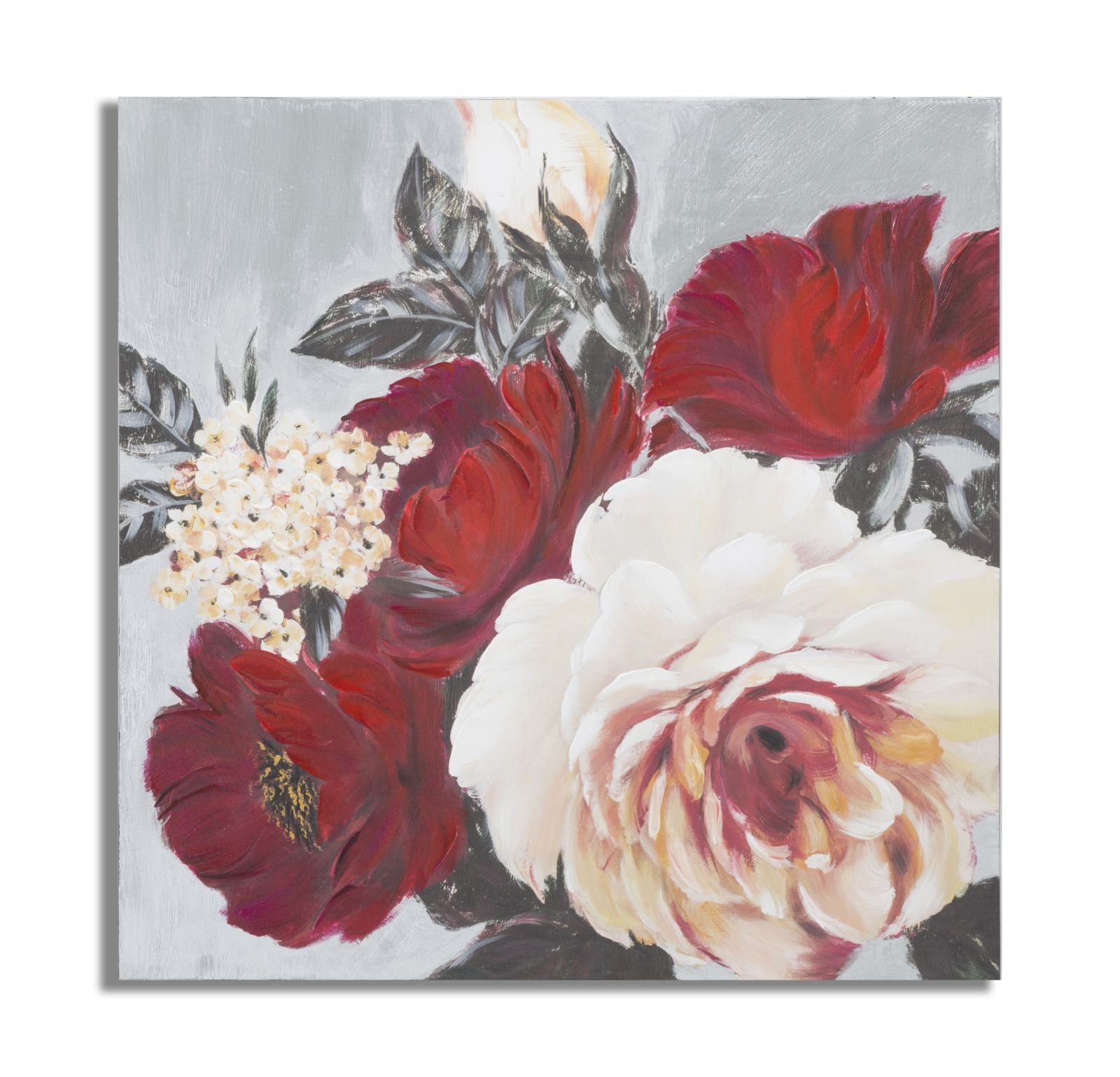 HANDGEMAAKTE WANDSCHILDERING BLOEM VIERKANT CM 90X3,7X90 afbeelding