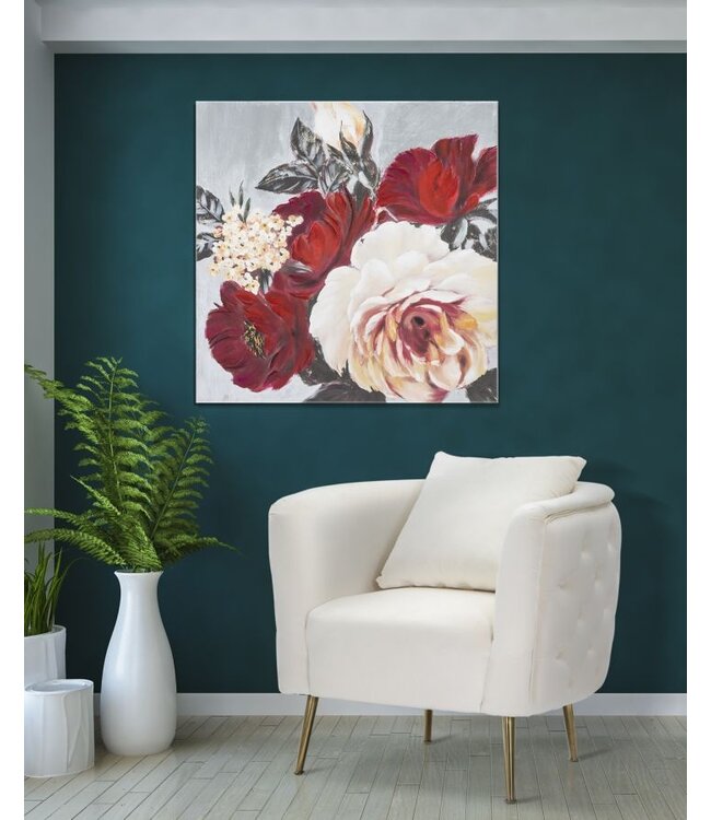 Mauro Ferretti HANDGEMAAKTE WANDSCHILDERING BLOEM VIERKANT CM 90X3,7X90