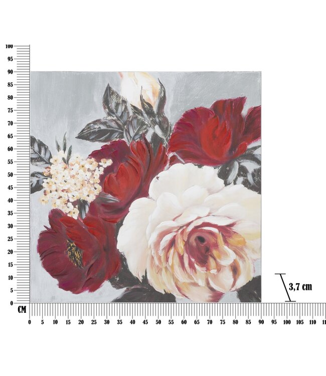 Mauro Ferretti HANDGEMAAKTE WANDSCHILDERING BLOEM VIERKANT CM 90X3,7X90