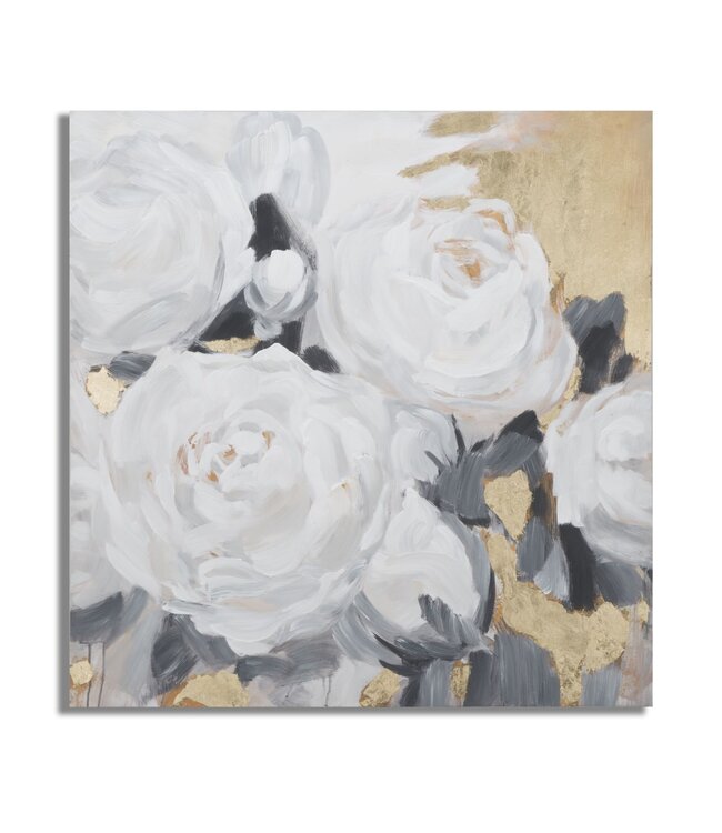 Mauro Ferretti HANDGEMAAKTE MUURSCHILDERING WITTE BLOEM -A- CM 90X3,7X90