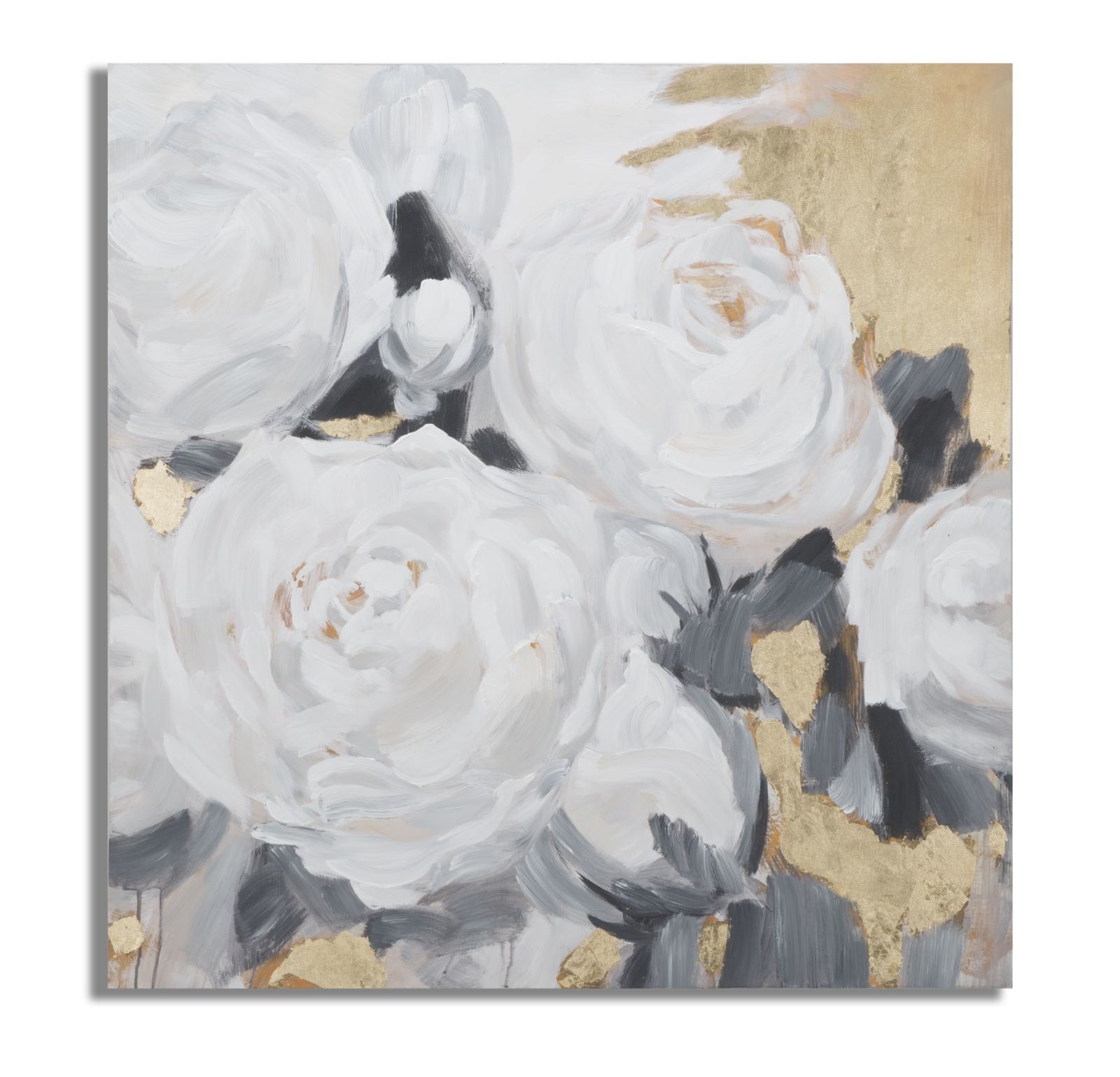 HANDGEMAAKTE MUURSCHILDERING WITTE BLOEM -A- CM 90X3,7X90 afbeelding