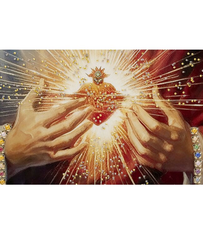 Mauro Ferretti GESCHILDERD OP DOEK GELAKT JEZUS MET FRAME CM 72X4X102