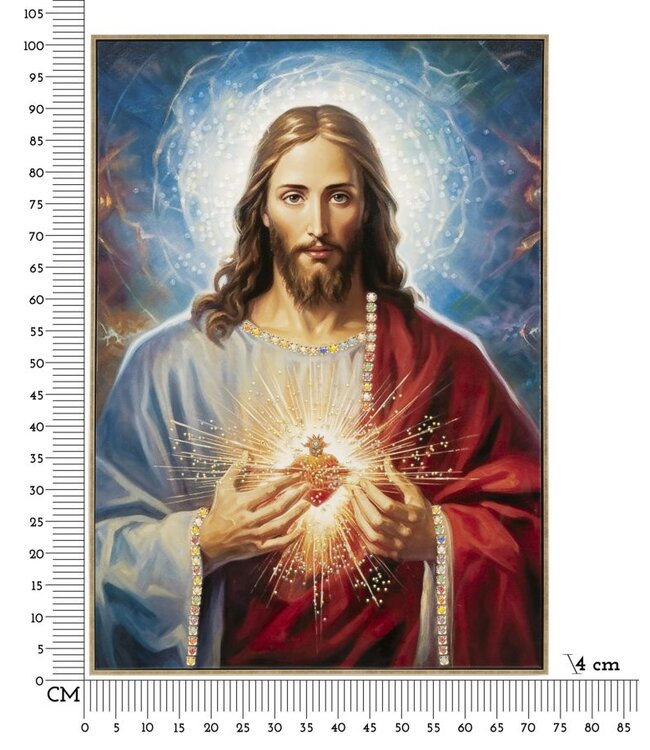 Mauro Ferretti GESCHILDERD OP DOEK GELAKT JEZUS MET FRAME CM 72X4X102