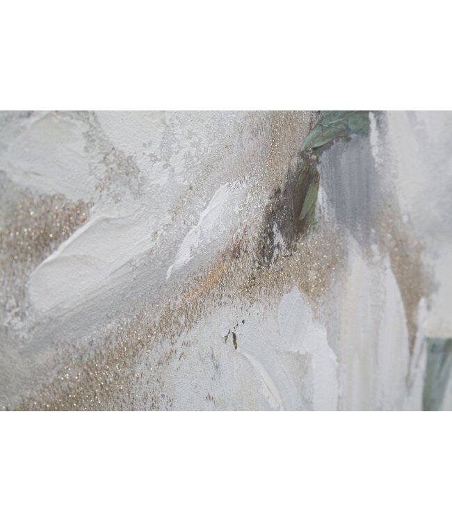 Mauro Ferretti HANDGEMAAKTE MUURSCHILDERING CRÈM BLOEM CM <br />
80X3,7X100