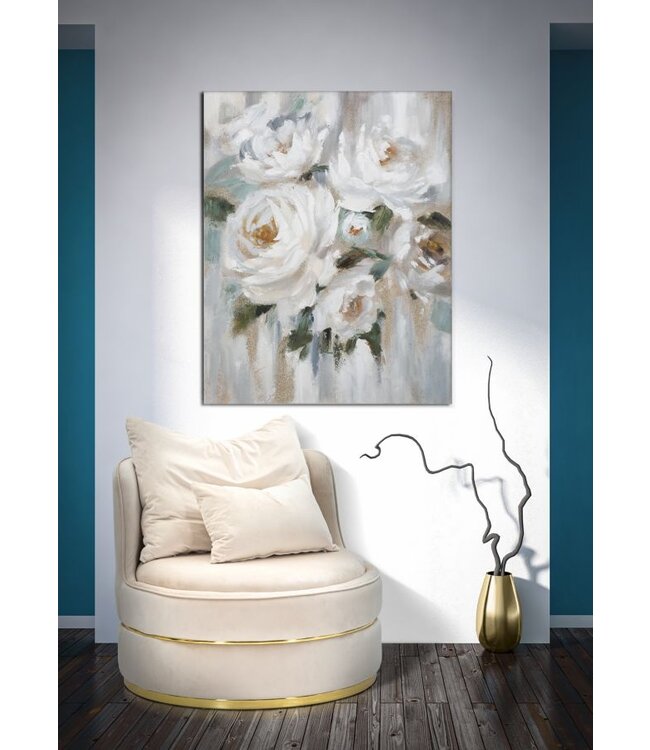 Mauro Ferretti HANDGEMAAKTE MUURSCHILDERING CRÈM BLOEM CM <br />
80X3,7X100