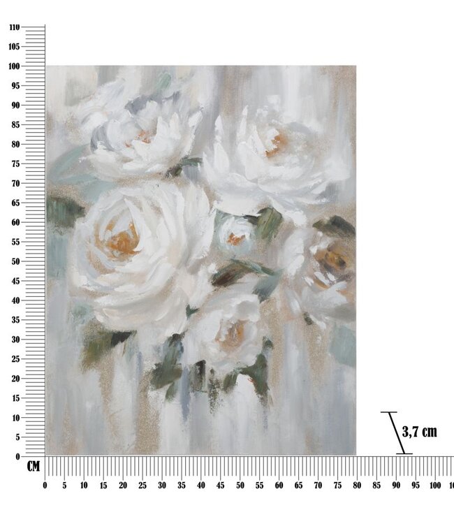 Mauro Ferretti HANDGEMAAKTE MUURSCHILDERING CRÈM BLOEM CM <br />
80X3,7X100