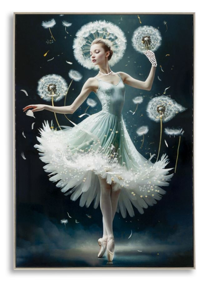 SCHILDERIJ OP DOEK DANSEND GELAKT MET LIJST -B- CM 72X4X102 afbeelding