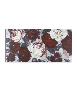 Mauro Ferretti HANDGEMAAKTE MUURSCHILDERING WIT/RODE BLOEM DARKBACK CM <br />
120X3,7X60