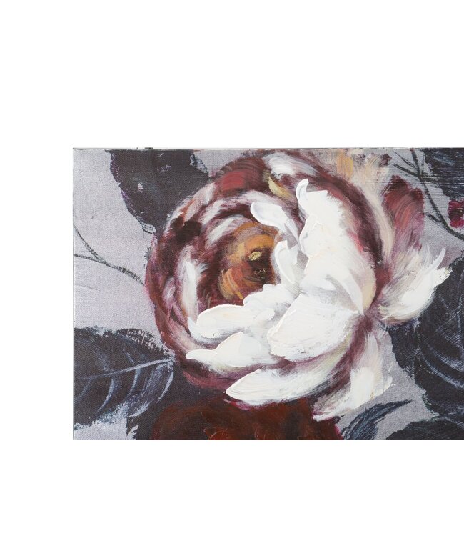 Mauro Ferretti HANDGEMAAKTE MUURSCHILDERING WIT/RODE BLOEM DARKBACK CM <br />
120X3,7X60