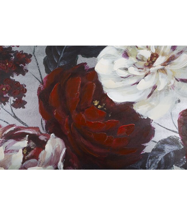 Mauro Ferretti HANDGEMAAKTE MUURSCHILDERING WIT/RODE BLOEM DARKBACK CM <br />
120X3,7X60