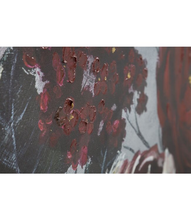 Mauro Ferretti HANDGEMAAKTE MUURSCHILDERING WIT/RODE BLOEM DARKBACK CM <br />
120X3,7X60