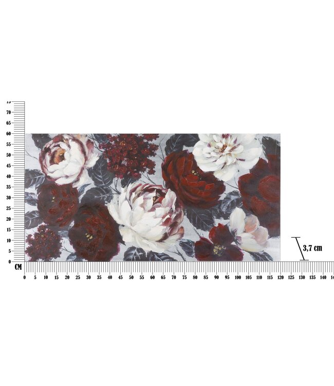 Mauro Ferretti HANDGEMAAKTE MUURSCHILDERING WIT/RODE BLOEM DARKBACK CM <br />
120X3,7X60