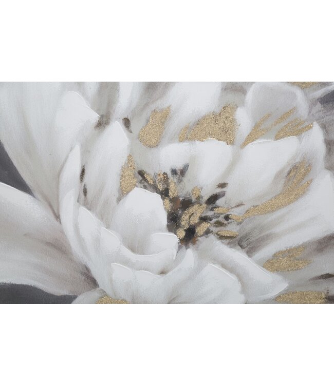 Mauro Ferretti HANDGEMAAKTE MUURSCHILDERING WIT/GOUD BLOEM CM <br />
80X3,7X100