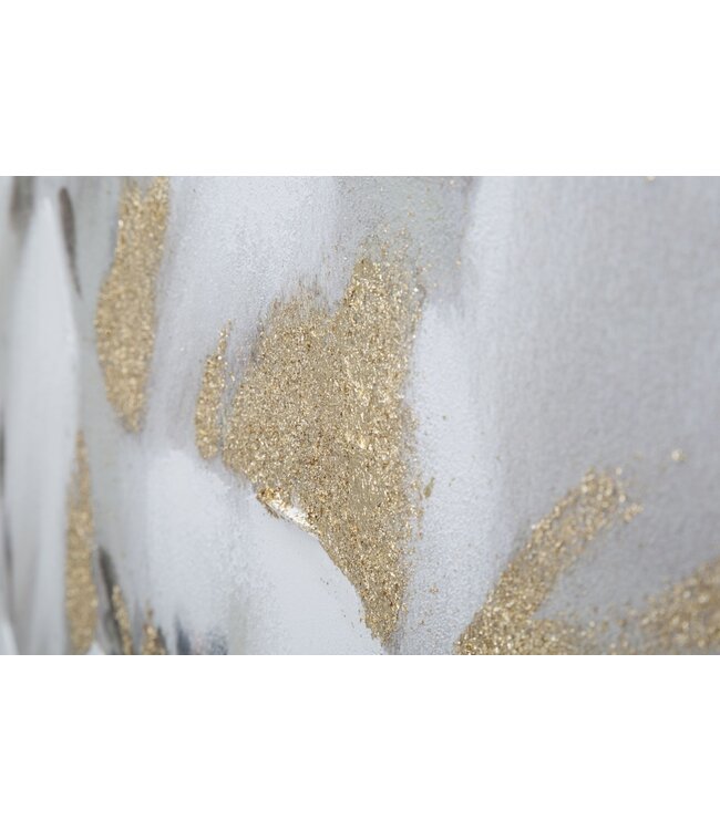 Mauro Ferretti HANDGEMAAKTE MUURSCHILDERING WIT/GOUD BLOEM CM <br />
80X3,7X100