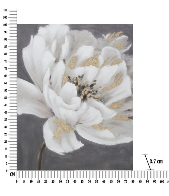 Mauro Ferretti HANDGEMAAKTE MUURSCHILDERING WIT/GOUD BLOEM CM <br />
80X3,7X100