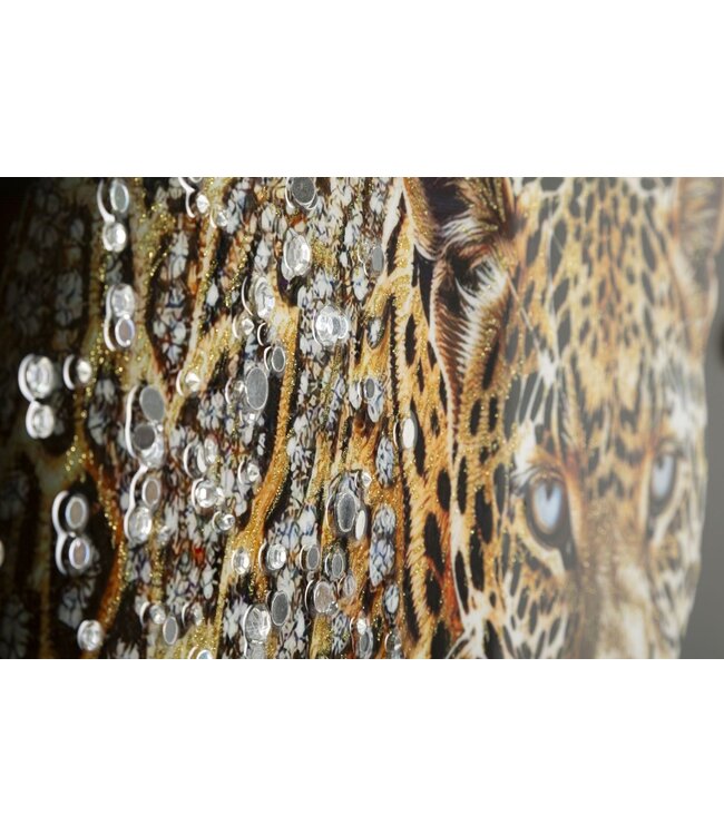 Mauro Ferretti SCHILDERIJ OP DOEK GELAKTE JAGUAR MET FRAME -A- CM 82X4X82
