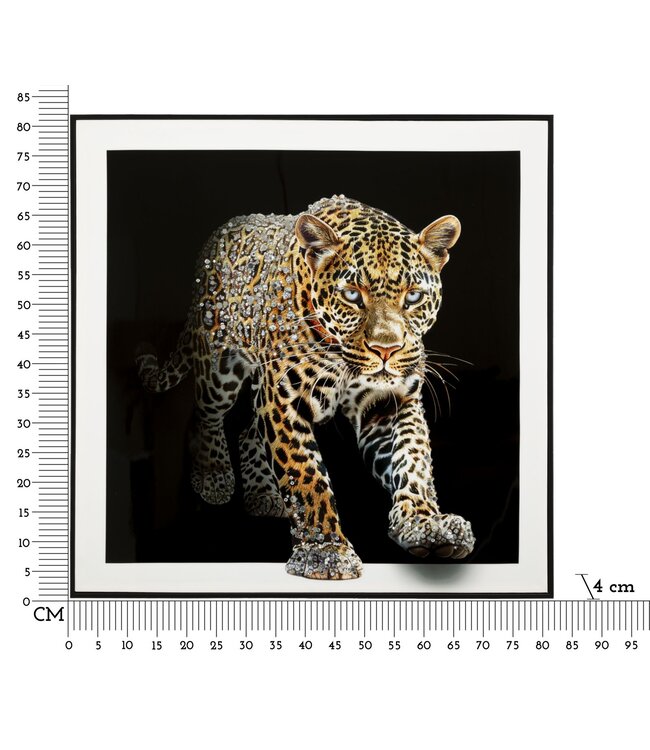 Mauro Ferretti SCHILDERIJ OP DOEK GELAKTE JAGUAR MET FRAME -A- CM 82X4X82