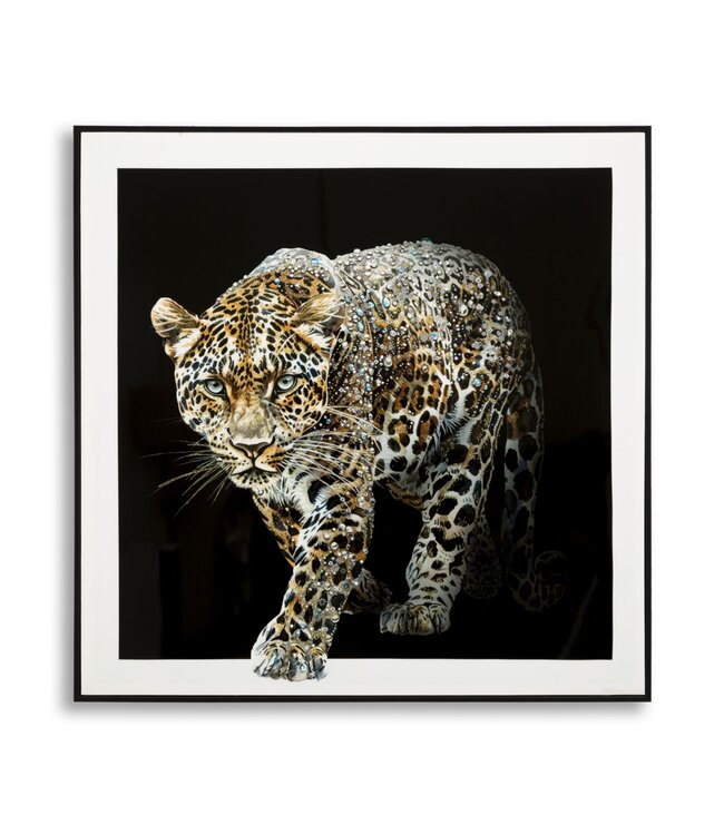 Mauro Ferretti SCHILDERIJ OP DOEK GELAKTE JAGUAR MET LIJST -B- CM 82X4X82