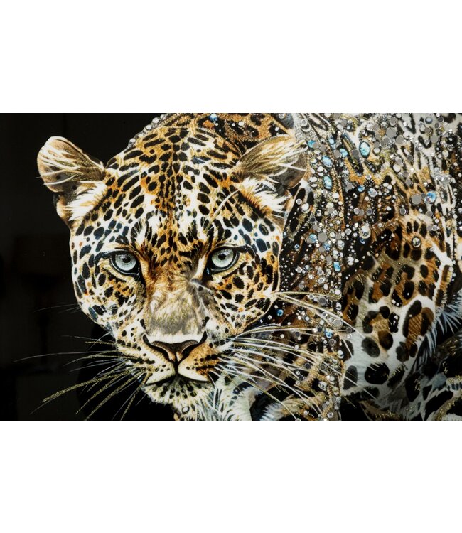 Mauro Ferretti SCHILDERIJ OP DOEK GELAKTE JAGUAR MET LIJST -B- CM 82X4X82