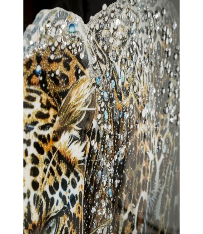 Mauro Ferretti SCHILDERIJ OP DOEK GELAKTE JAGUAR MET LIJST -B- CM 82X4X82