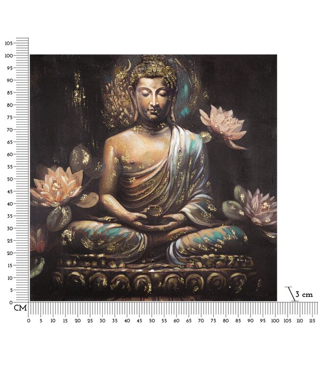 Mauro Ferretti HANDGEMAAKTE MUURSCHILDERING BOEDDHA -A- CM 100X3X100