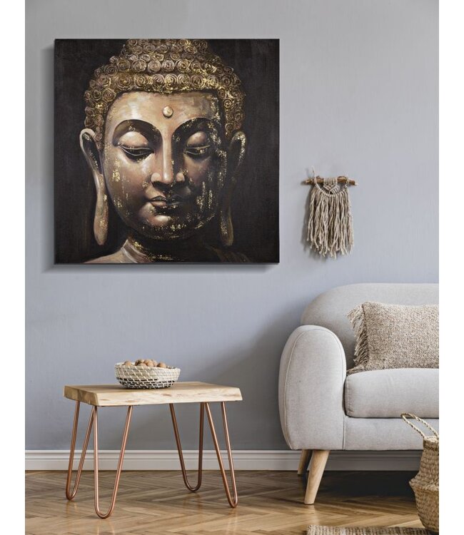 Mauro Ferretti HANDGEMAAKTE MUURSCHILDERING BOEDDHA -B- CM 100X3X100