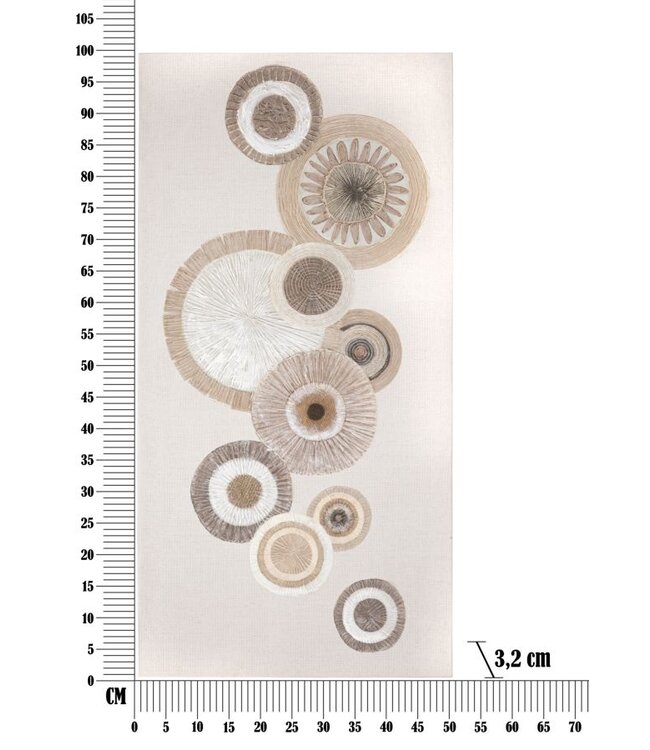 Mauro Ferretti WANDBEDRUKKING/SCHILDERWERK CIRCLY MET APPLICATIE -A- CM 50X3,2X100