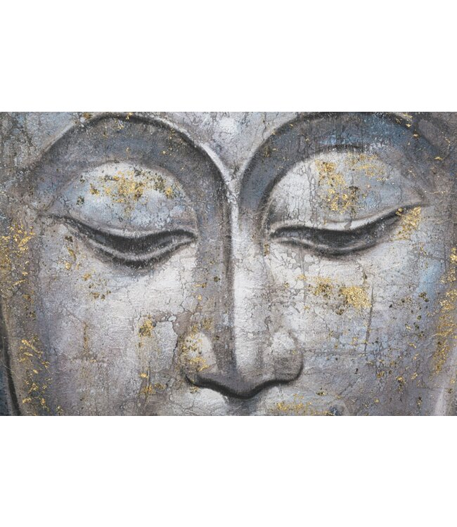 Mauro Ferretti HANDGEMAAKTE MUURSCHILDERING GEZICHT BOEDDHA LICHT -A- CM 80X3X120