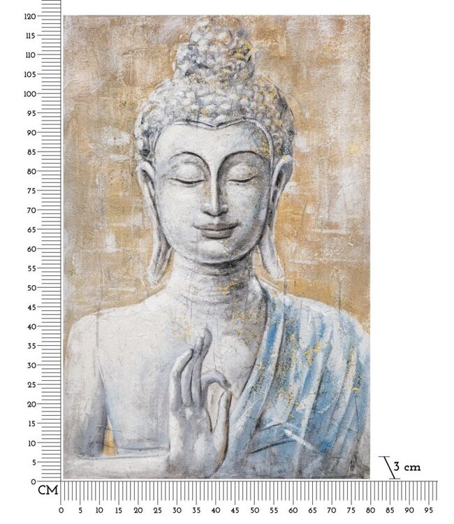 Mauro Ferretti HANDGEMAAKTE WANDSCHILDERING BOEDDHA LICHT -B- CM 80X3X120