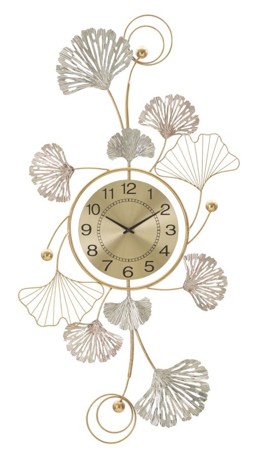 WANDDECORATIE LEAVY MET KLOK CM 52,5X3,5X102 afbeelding