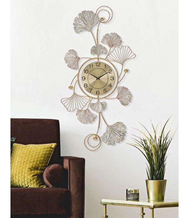 Mauro Ferretti WANDDECORATIE LEAVY MET KLOK CM 52,5X3,5X102