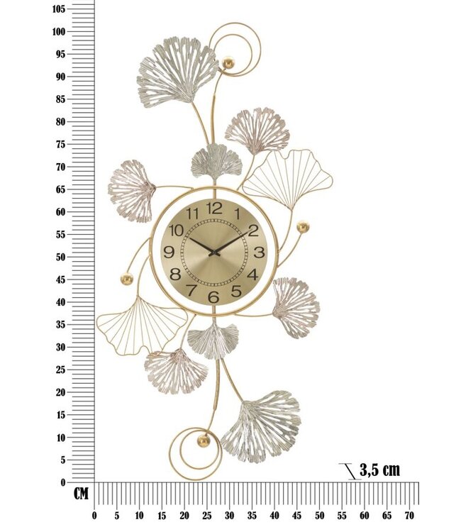 Mauro Ferretti WANDDECORATIE LEAVY MET KLOK CM 52,5X3,5X102