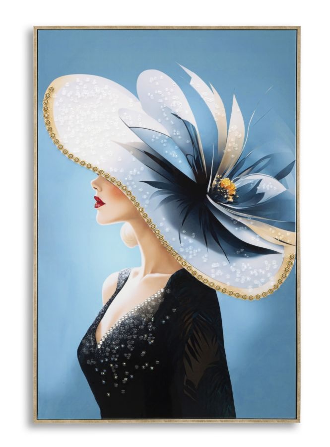 SCHILDERIJ OP DOEK GELAKT KLEUR MET LIJST -B- CM 62X4X92 afbeelding