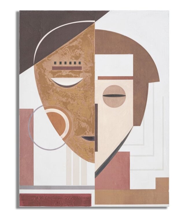Mauro Ferretti HANDGEMAAKTE MUURSCHILDERING ETNISCH GEZICHT CM 60X2,7X80