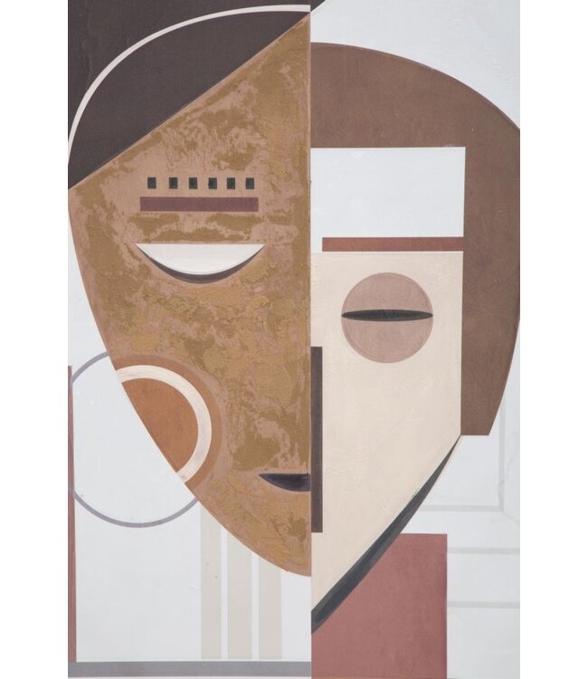 Mauro Ferretti HANDGEMAAKTE MUURSCHILDERING ETNISCH GEZICHT CM 60X2,7X80