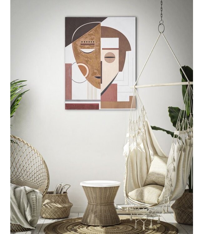 Mauro Ferretti HANDGEMAAKTE MUURSCHILDERING ETNISCH GEZICHT CM 60X2,7X80