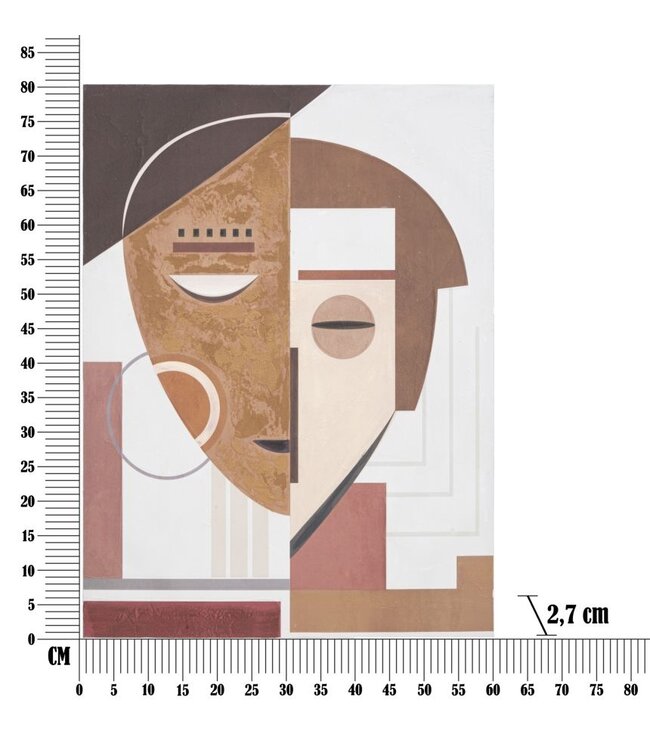 Mauro Ferretti HANDGEMAAKTE MUURSCHILDERING ETNISCH GEZICHT CM 60X2,7X80