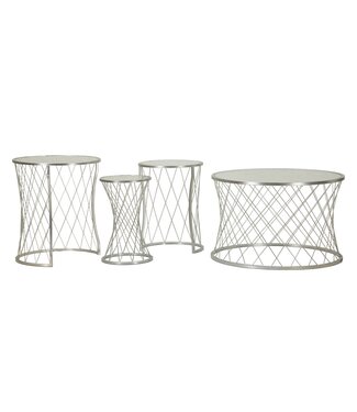 Mauro Ferretti TAFEL NOAH ZILVER SET 4 STUKS CM Ø 70X45-47X54,5-36x50-28x45