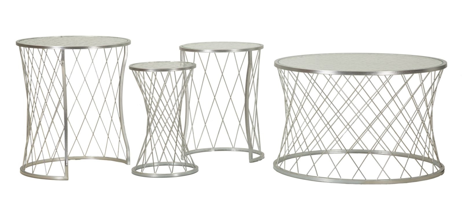 TAFEL NOAH ZILVER SET 4 STUKS CM Ø 70X45-47X54,5-36x50-28x45 afbeelding
