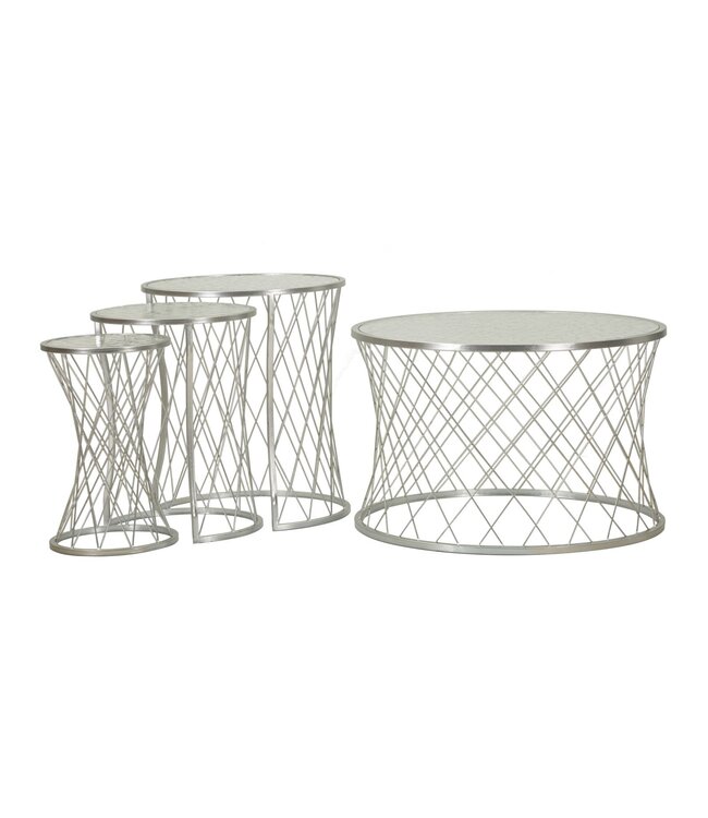 Mauro Ferretti TAFEL NOAH ZILVER SET 4 STUKS CM Ø 70X45-47X54,5-36x50-28x45