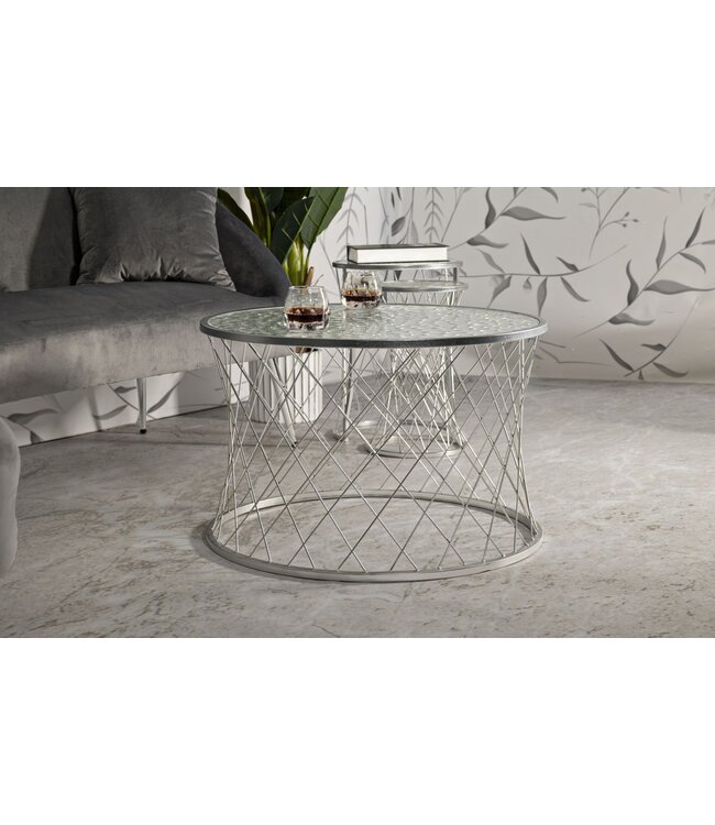 Mauro Ferretti TAFEL NOAH ZILVER SET 4 STUKS CM Ø 70X45-47X54,5-36x50-28x45