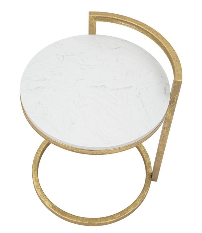 Mauro Ferretti BIJZETTAFEL ROND MARMER CM 40X43X50