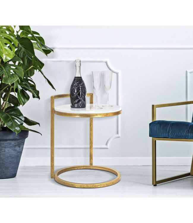 Mauro Ferretti BIJZETTAFEL ROND MARMER CM 40X43X50