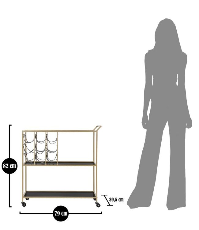 Mauro Ferretti TROLLEY ZWART TOUW CM 79X39,5X82