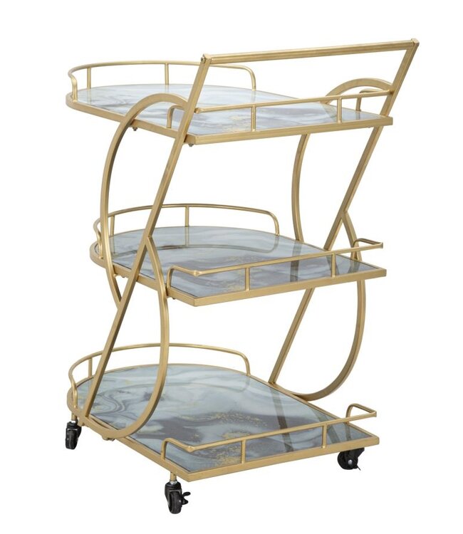 Mauro Ferretti TROLLEY MARMER GLAS MIX CM71X45,5X84,5