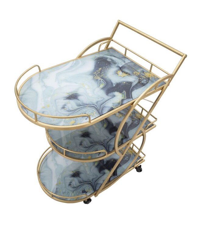 Mauro Ferretti TROLLEY MARMER GLAS MIX CM71X45,5X84,5