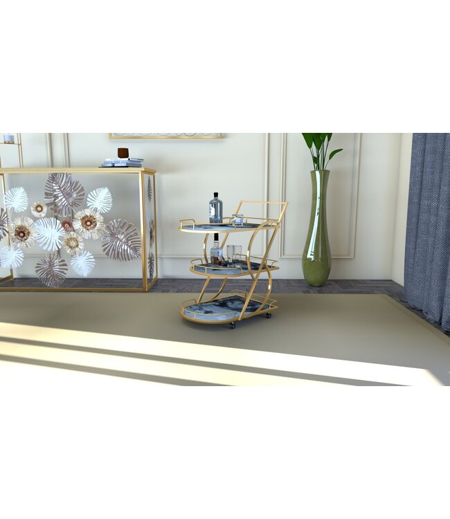 Mauro Ferretti TROLLEY MARMER GLAS MIX CM71X45,5X84,5